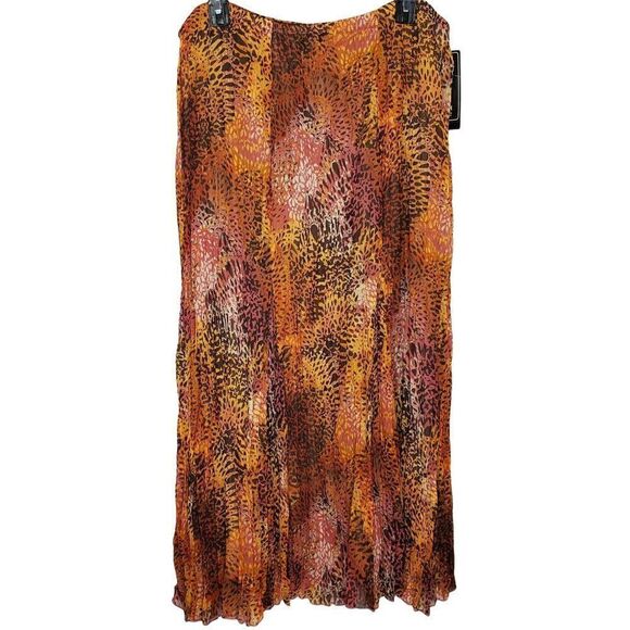 NEW Lark Lane Crinkle Maxi Skirt Sz 16 Abstract Animal Print Pink Brown Yellow - Picture 1 of 5